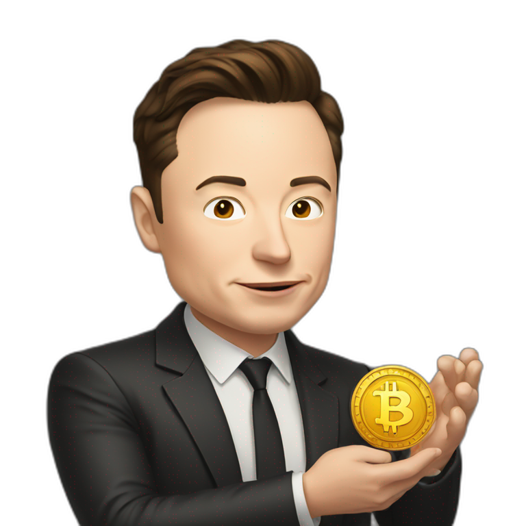 Elon musk holding bitcoin emoji