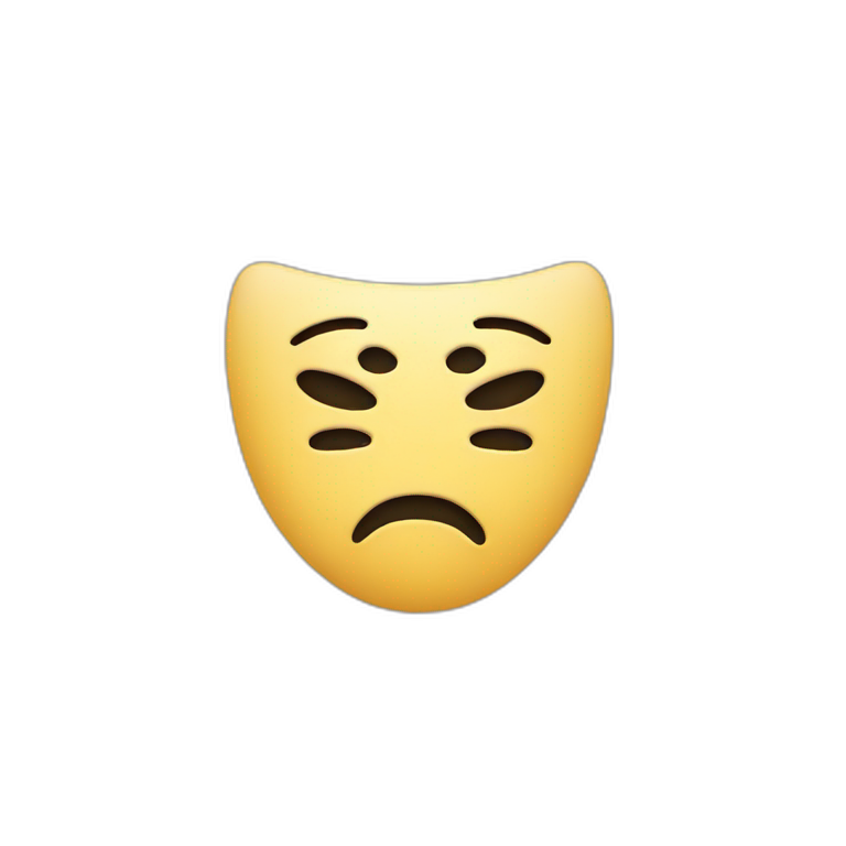 Sad emoji wearing a happy mask emoji