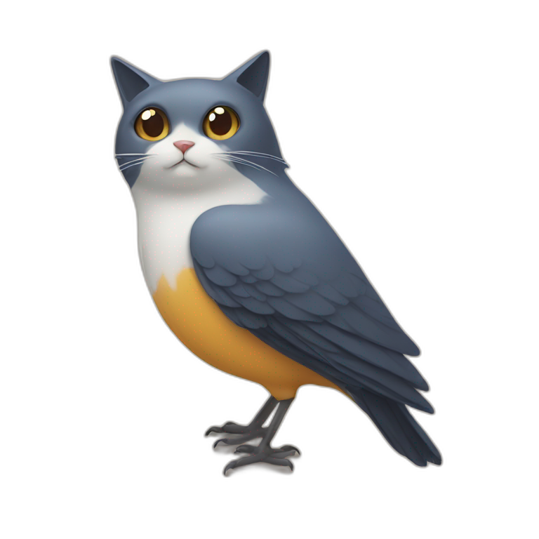 Bird with cat head emoji