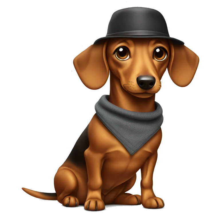 Dashund whit a hat emoji