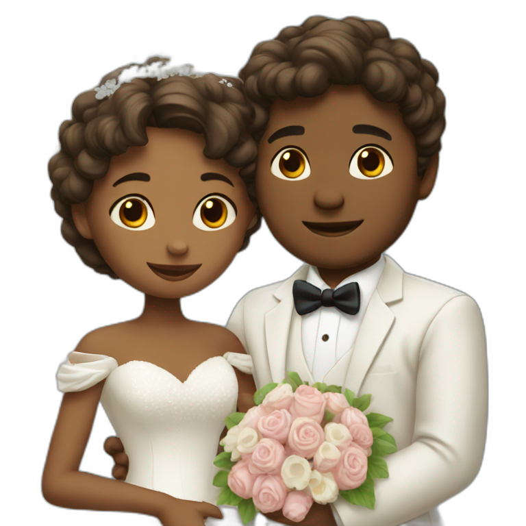 Boy and girl hugging in marriage dress emoji