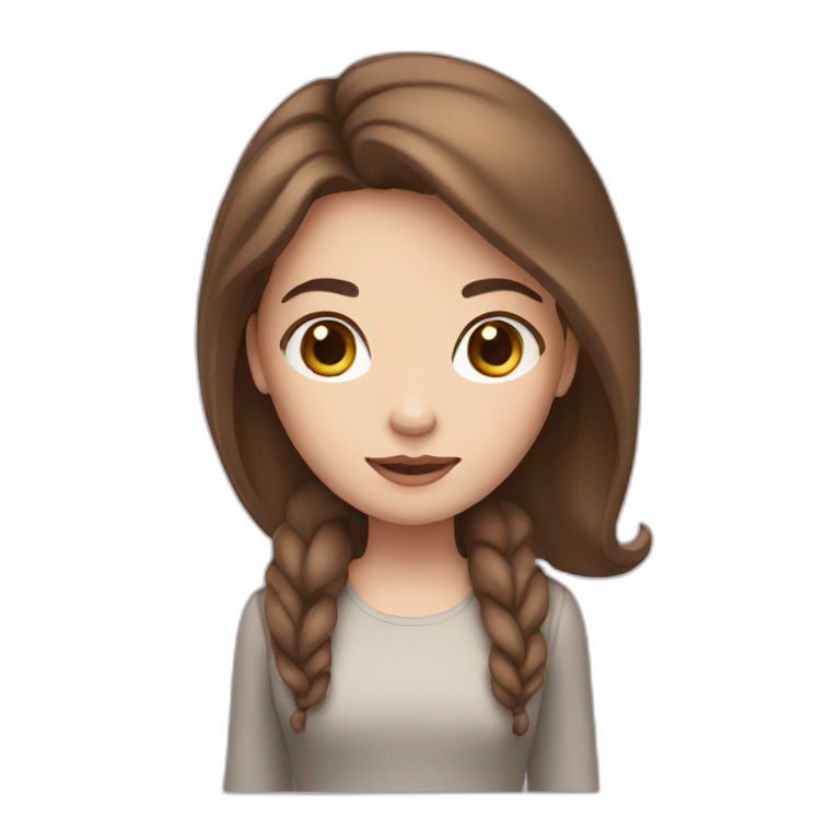 Girl with brown hair and white skin emoji
