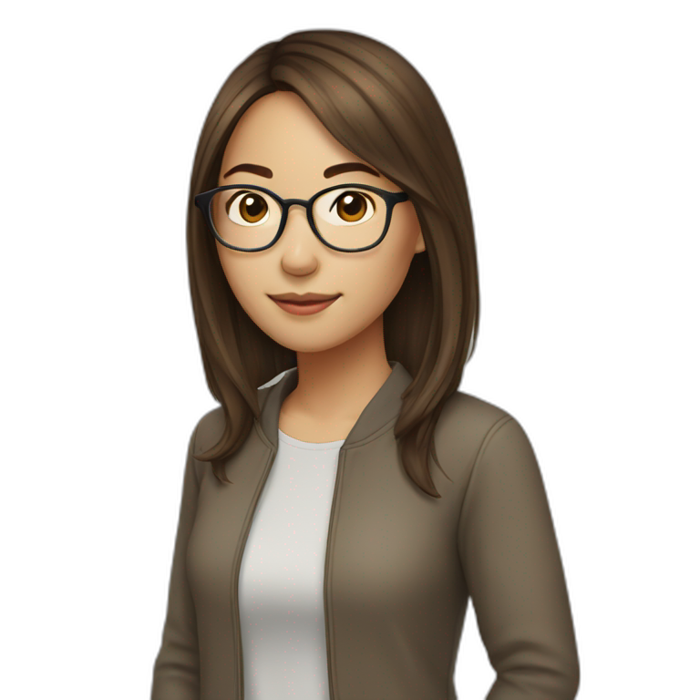 Brown-haired young-woman, asian, with glasses emoji
