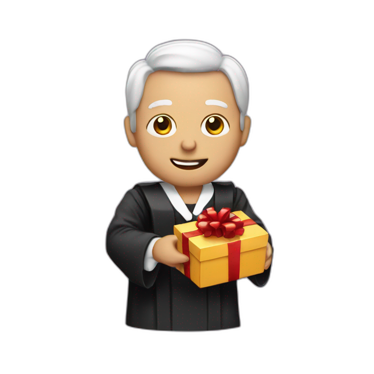 a judge holding a present emoji