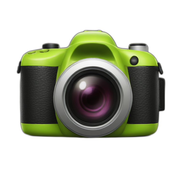 Camera with shrek + flash emoji
