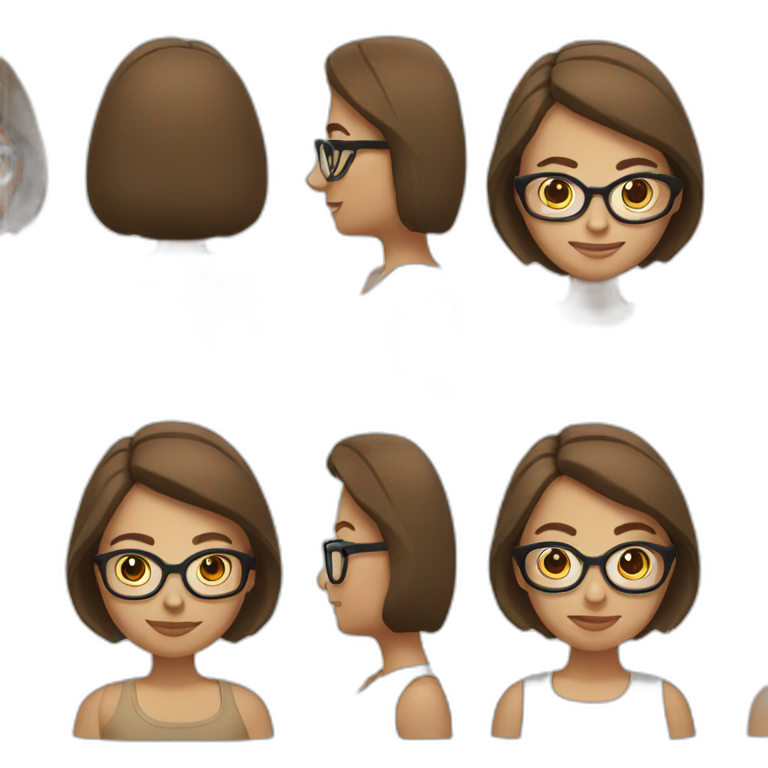 Woman with light skin and brown hair with glasses cooking emoji