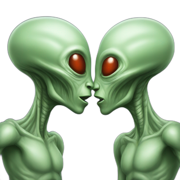 Aliens kissing emoji