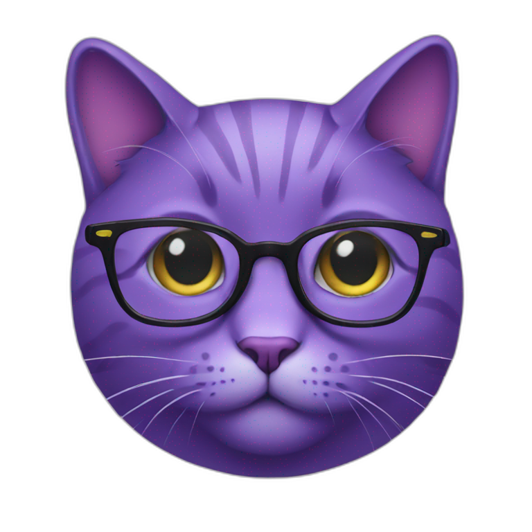 purple cat with glasses emoji