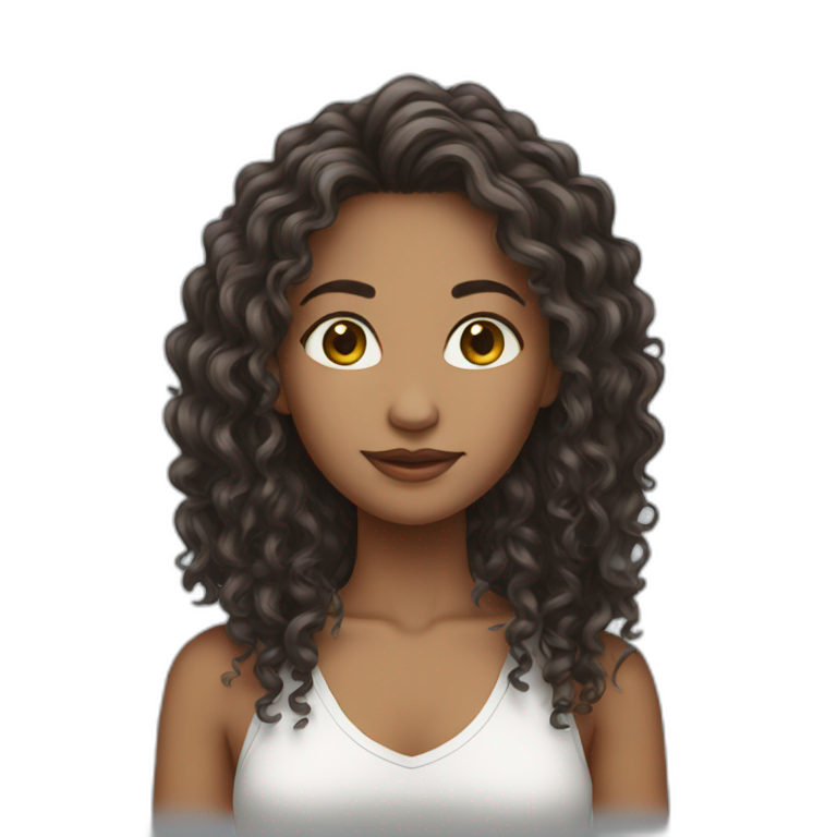 Thin woman  long hair curly  emoji