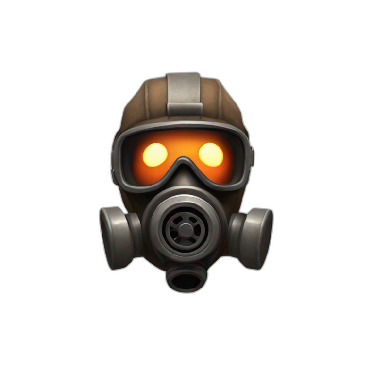 Pyro from Team fortress 2 with gas mask, angry emoji