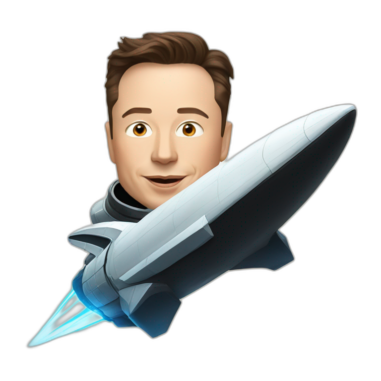 Elon musk riding a space ship emoji