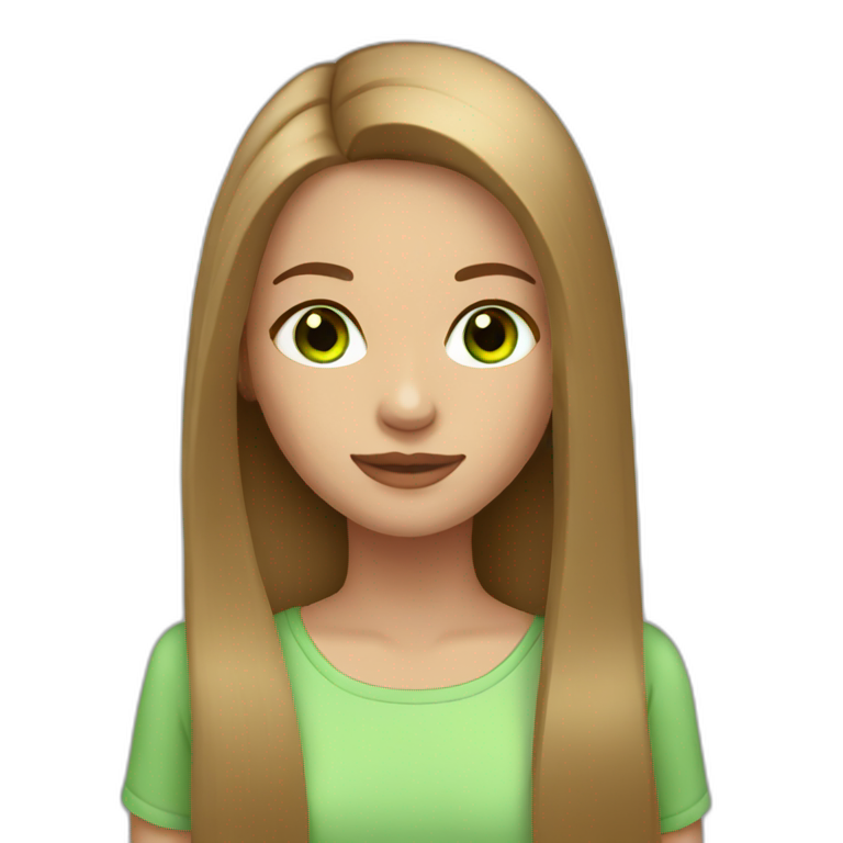 girl long straight hair light brown green eyes emoji