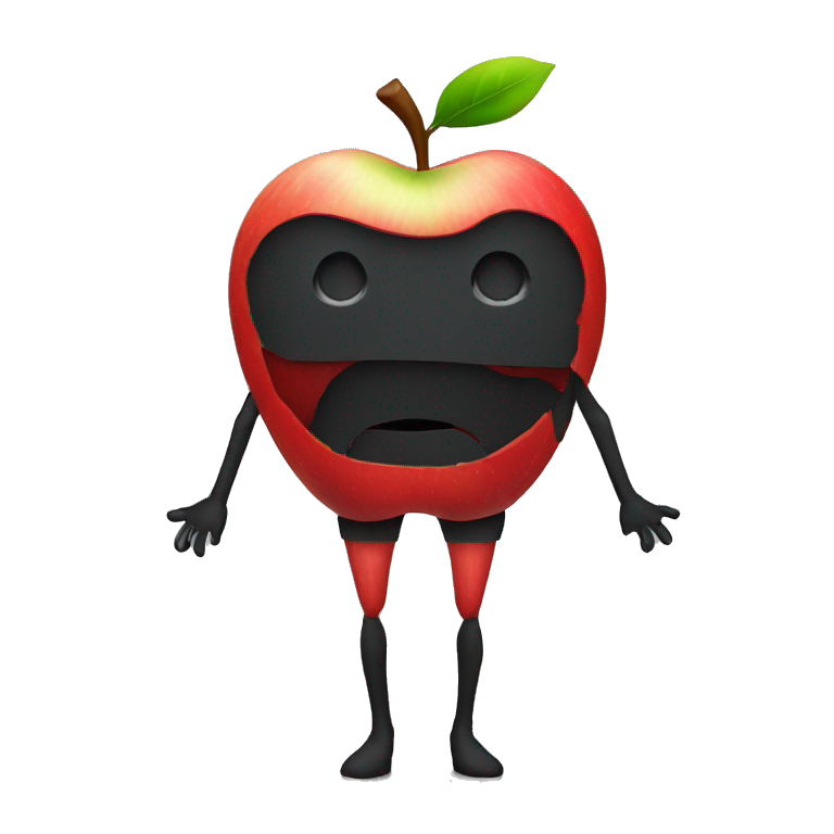 Apple with face and black arms amd legs emoji