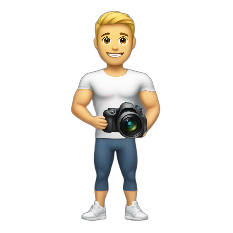 personal trainer male with a camera in front of him emoji