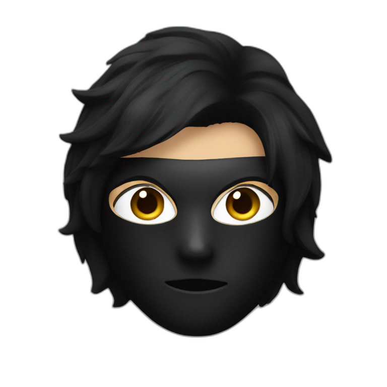 a boy with a black hair wearing a black mask emoji