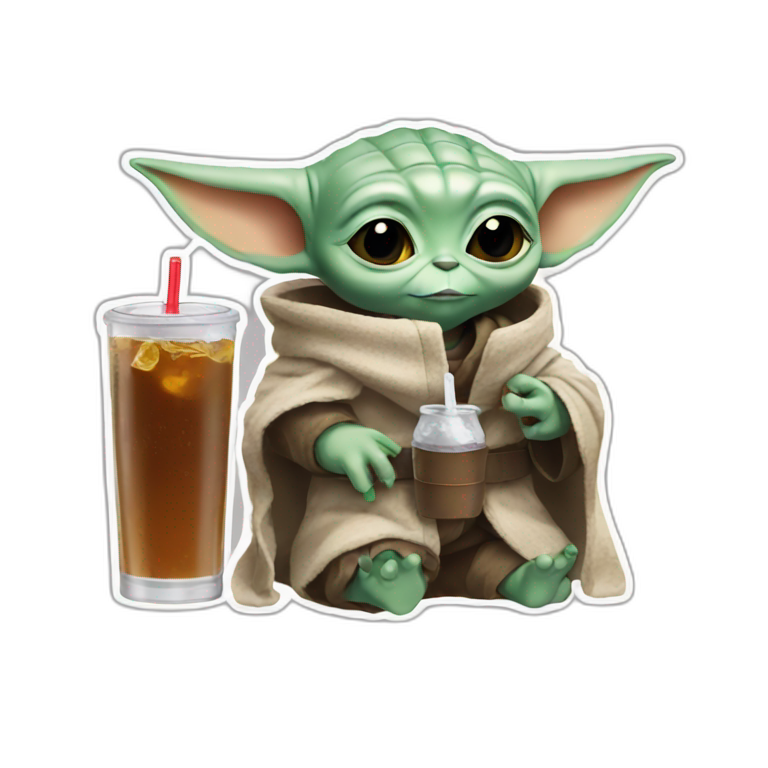 baby yoda drinking soda emoji