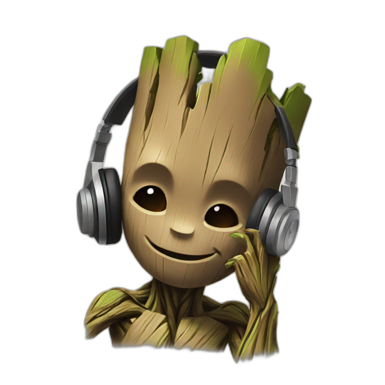 Groot listening to music emoji
