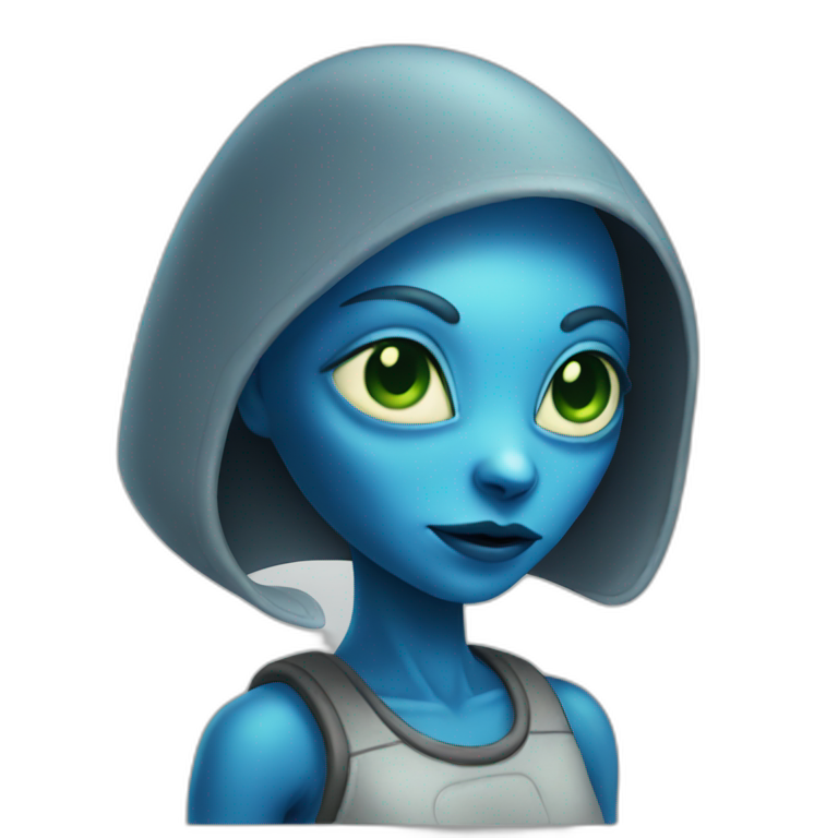 female blue alien emoji