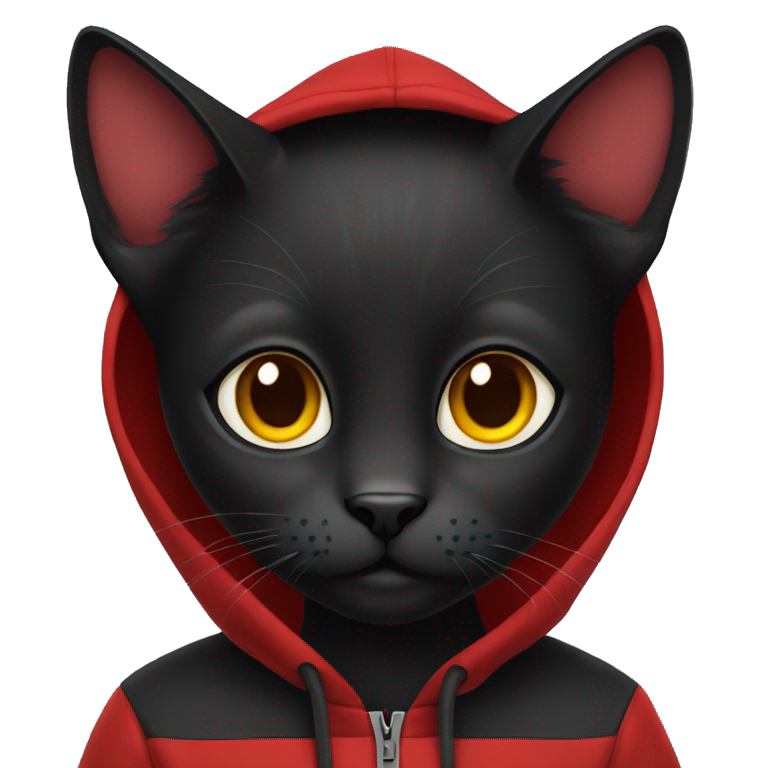 Black cat with a red hoodie  emoji