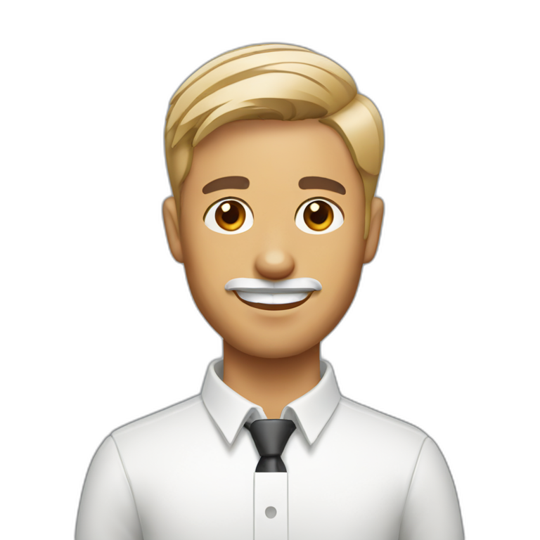 Man with modern hair cut with jack russell terrier dog emoji
