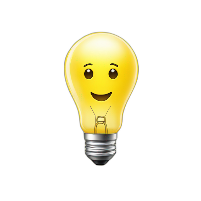 yellow lightbulb with a happy face  emoji