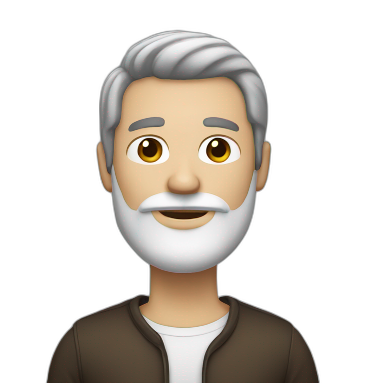 Darkbrown-haired man with white beard emoji