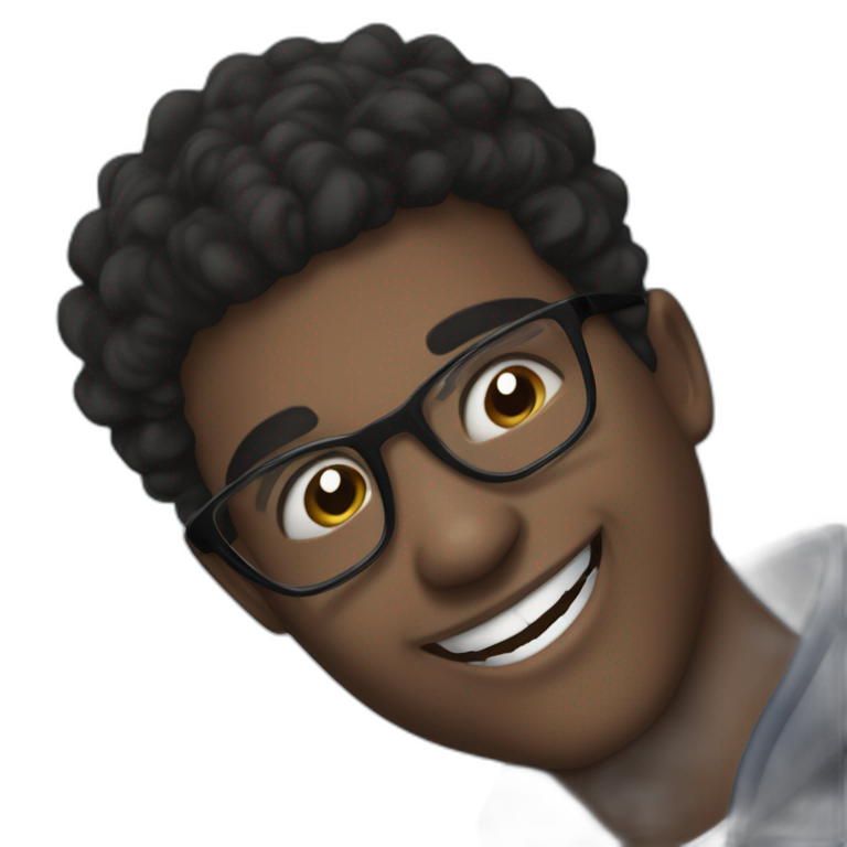 happy afro boy with glasses emoji