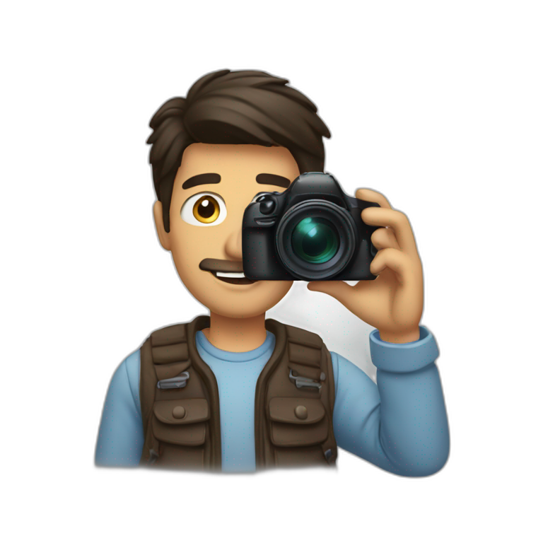 brune man taking picture emoji