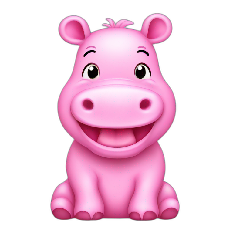 cute pink hippo with a smile emoji