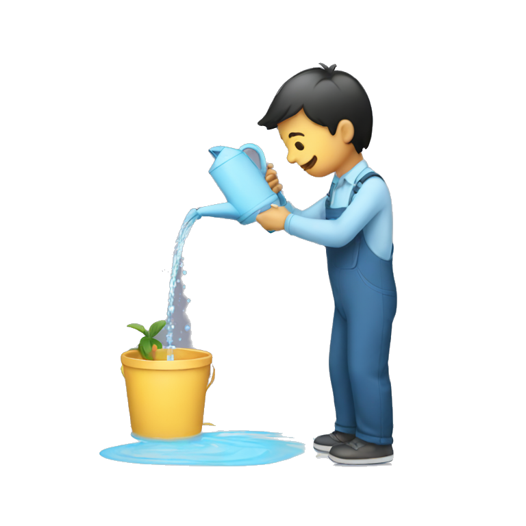 Person watering the alphabet emoji