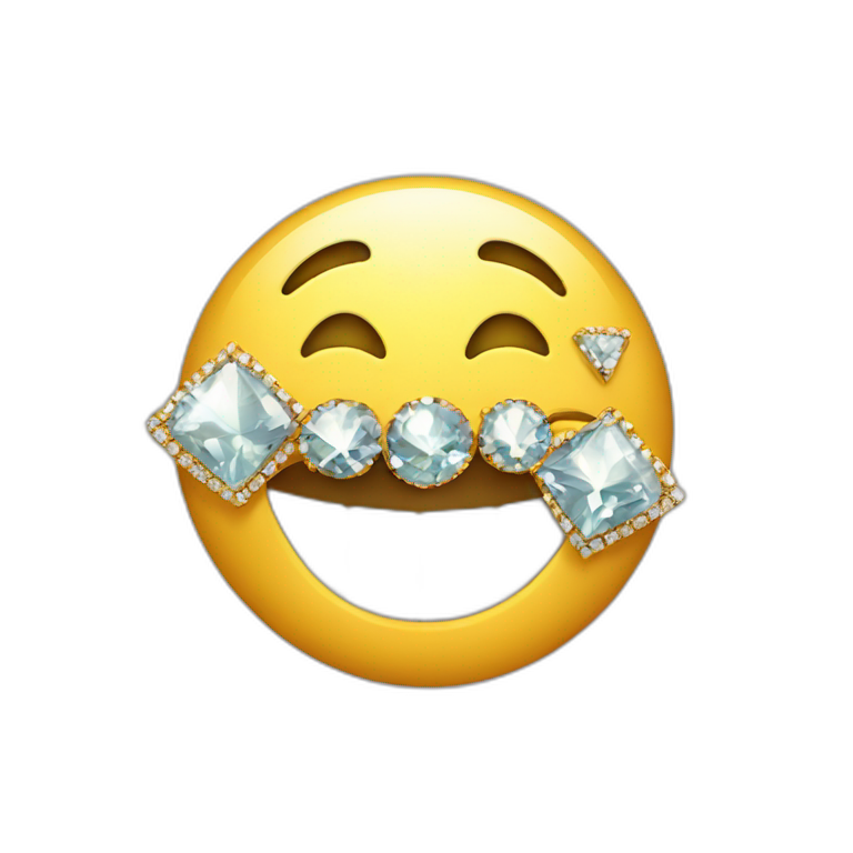 smiling emoji with diamond and gold teeth emoji