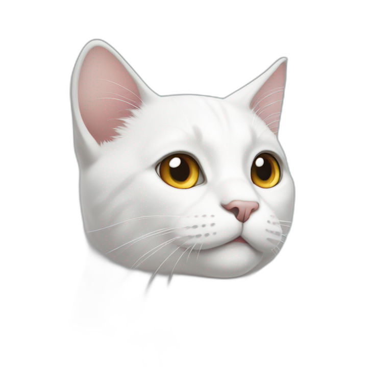 White cat with a grey spot on head emoji