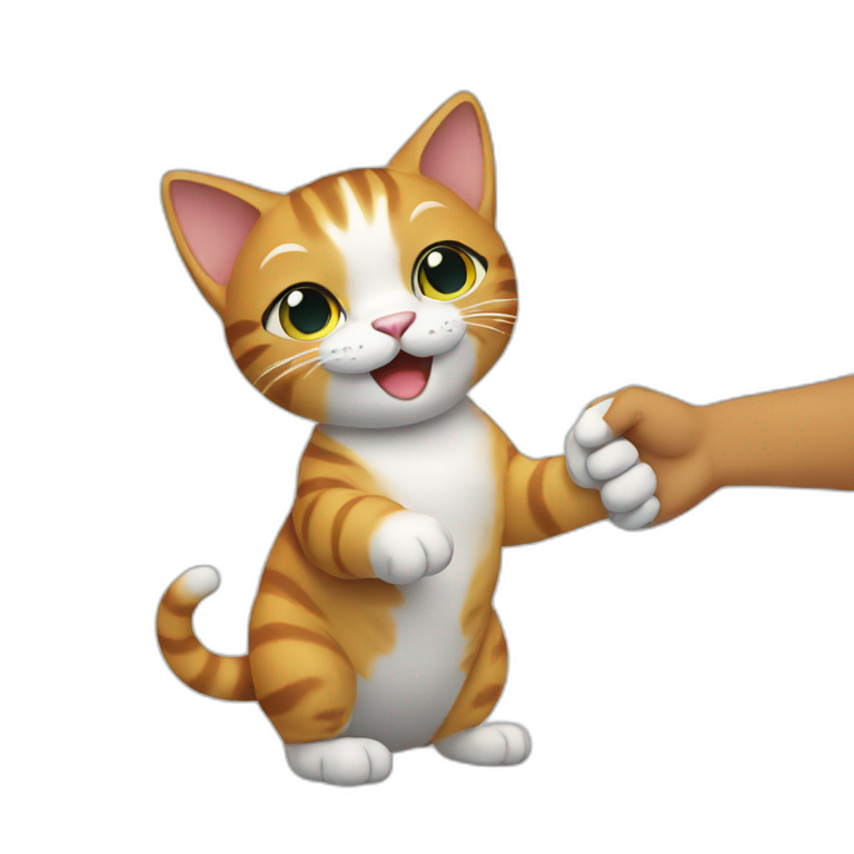 cat shaking hands emoji