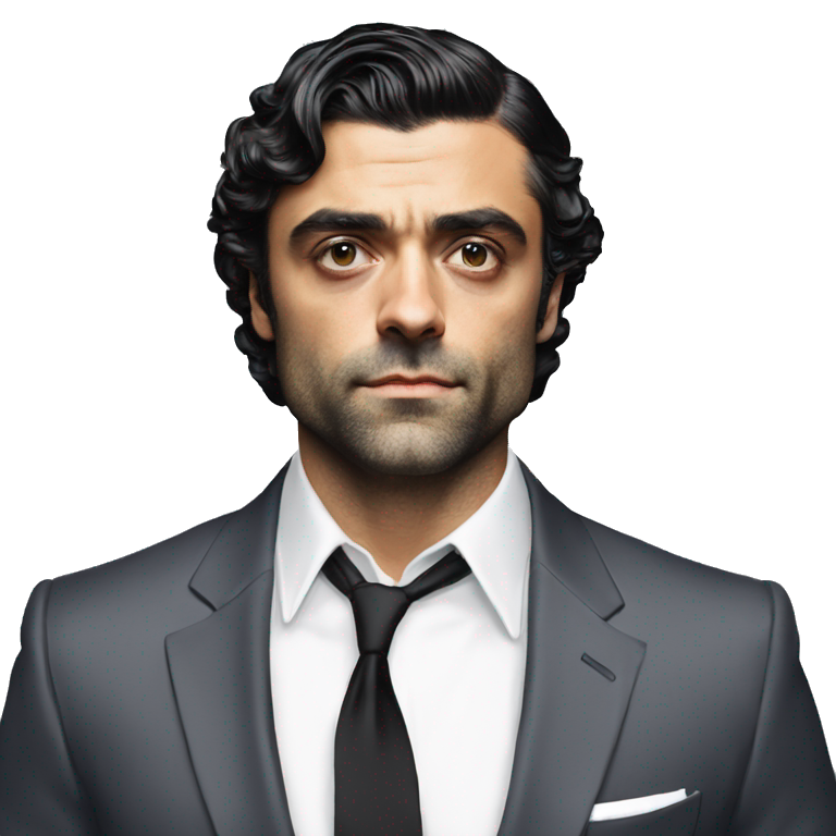 Oscar Isaac in a suit and tie sweaty, shirt clinging to his body emoji