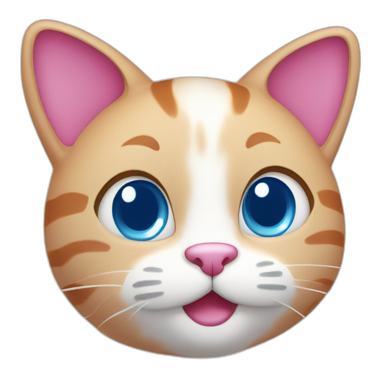 Pink cat with blue eyes and smile emoji