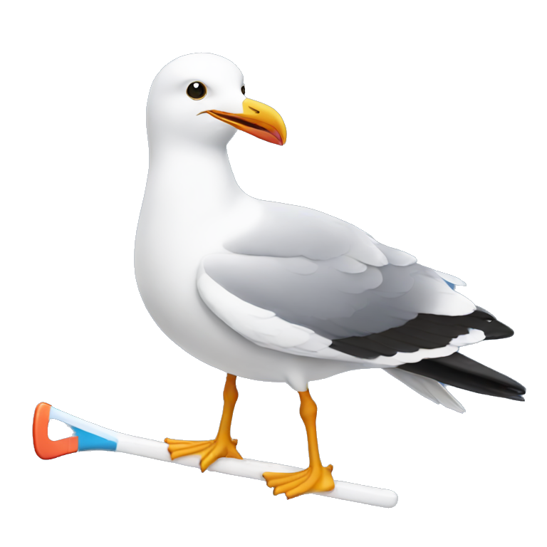 seagull with hockey stick emoji