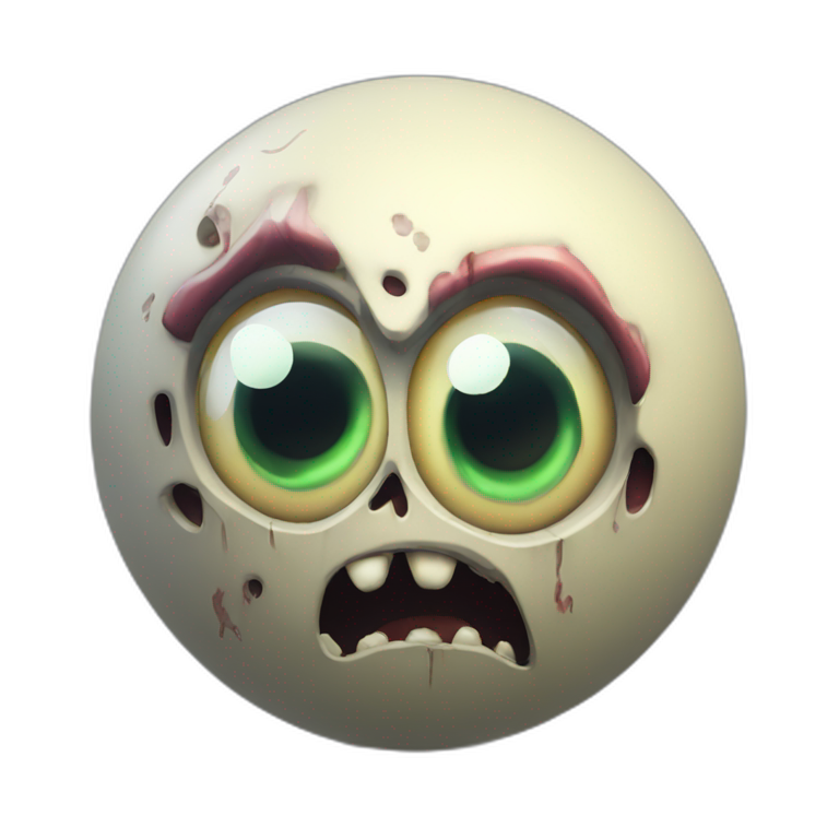 3d sphere with a cartoon Zombie skin texture with big beautiful eyes emoji