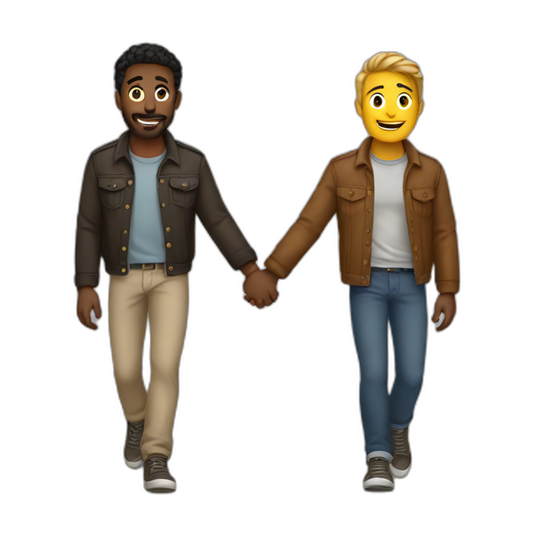 Two guys holding hands walking emoji