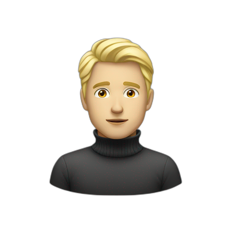 thoughtful blonde guy in a turtleneck emoji