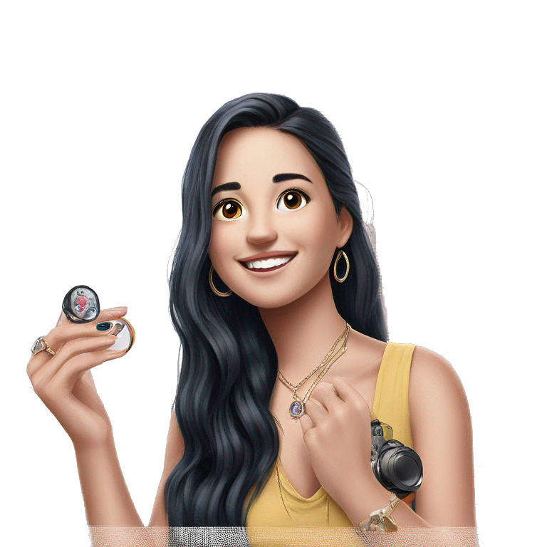 girl with black hair smiling emoji