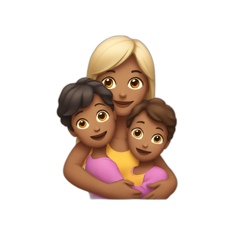 Woman with two kids in her arms emoji