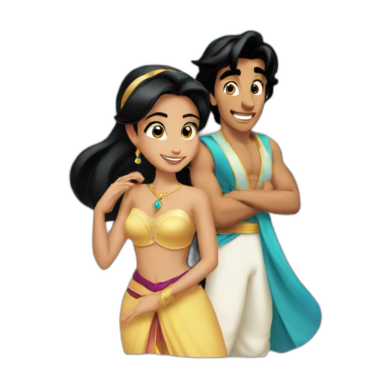 Aladdin with jasmine emoji