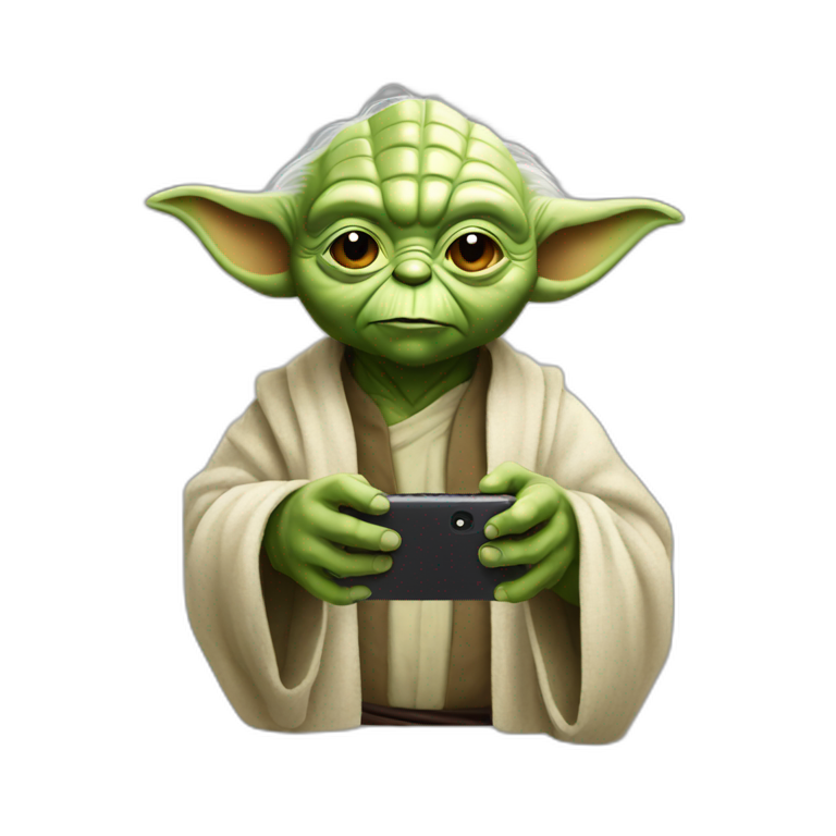 Yoda with a smartphone emoji