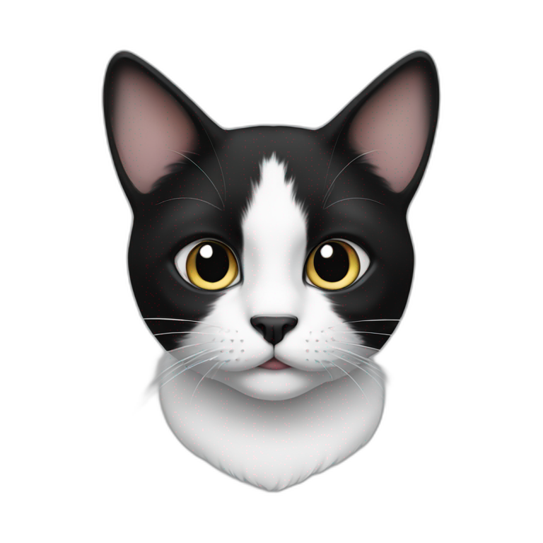 Black and white cat with black nose emoji