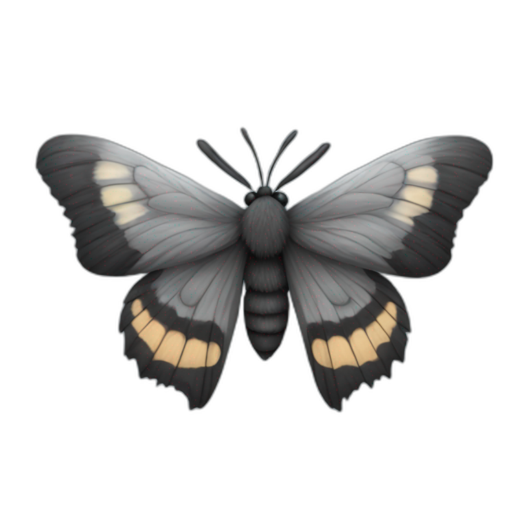 Black and grey fluffy moth emoji