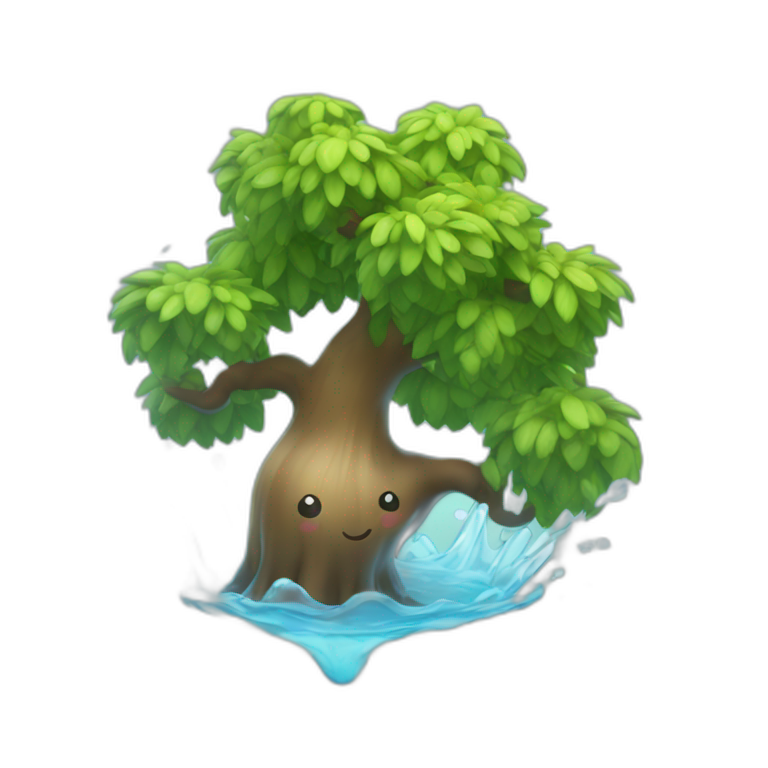 a cute little tree dancing in water emoji
