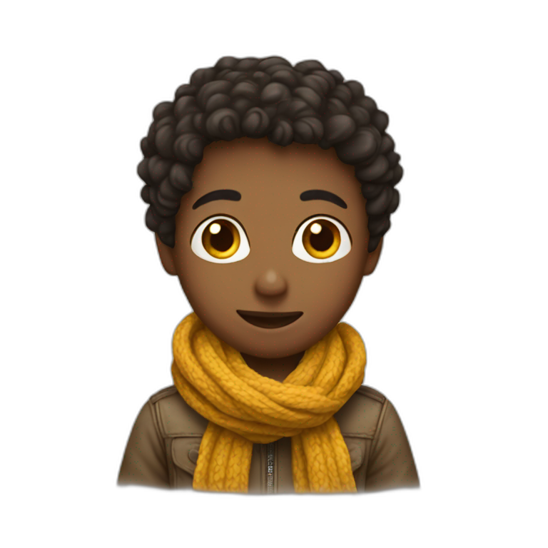 A small boy with a scarf emoji