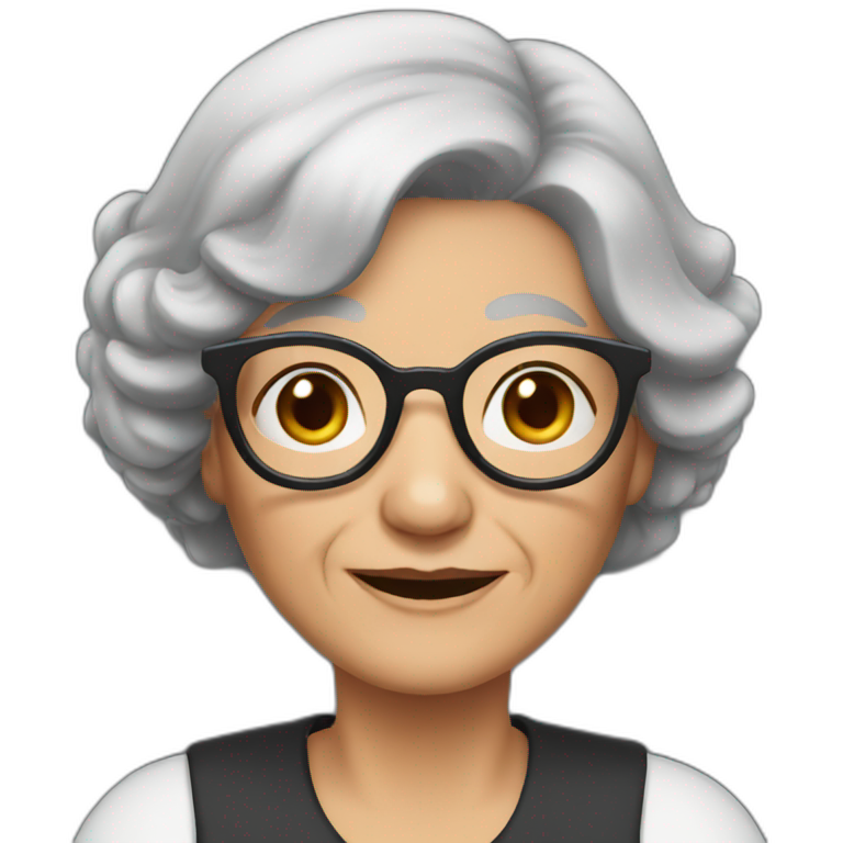 Old woman-Grandma-Black hair emoji