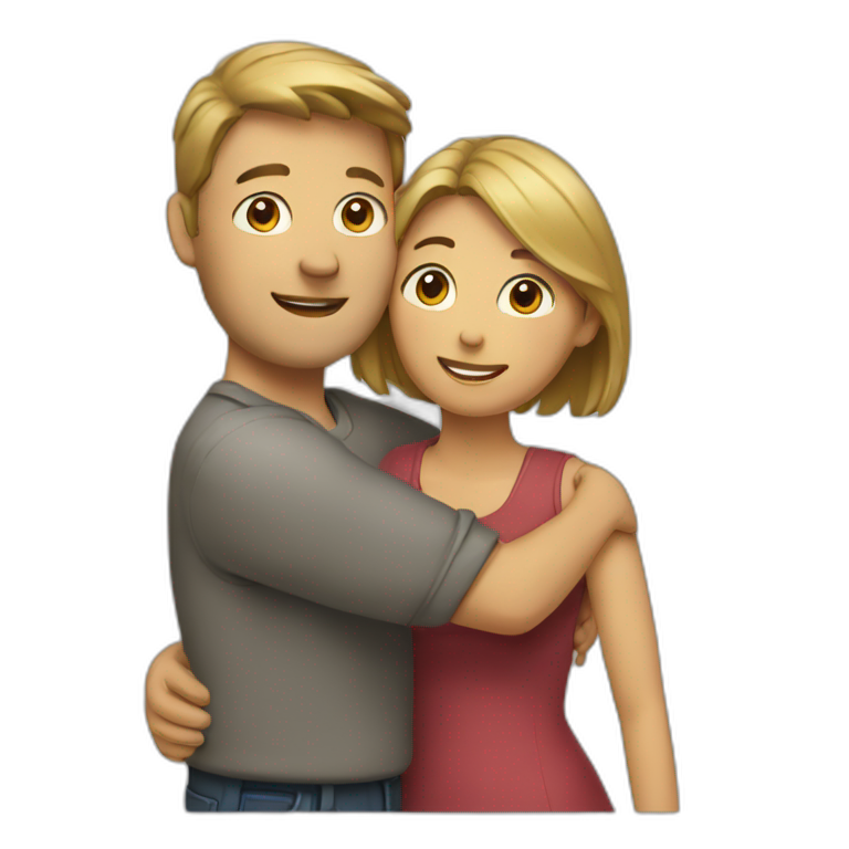 a man and woman hugging emoji