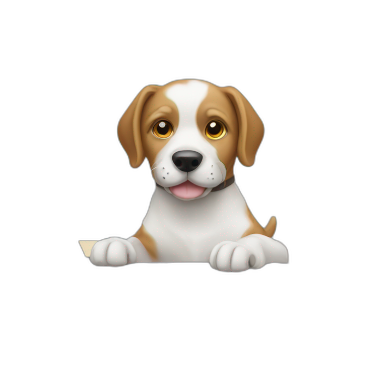Dog working front of laptop emoji